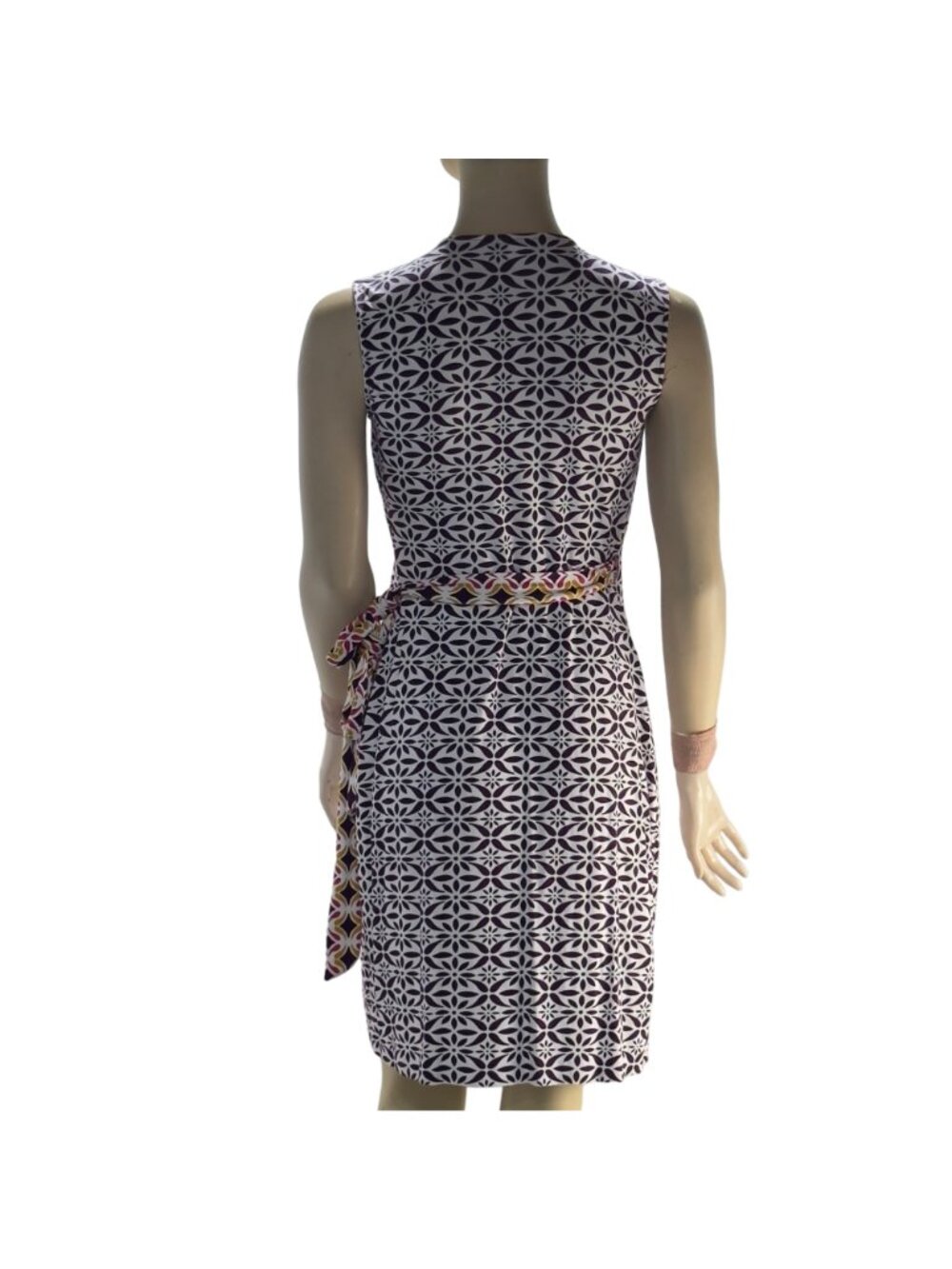 Diane Von Furstenberg Wrap Dress Geometric Purple Sleeveless Size 0 - Picture 9 of 12